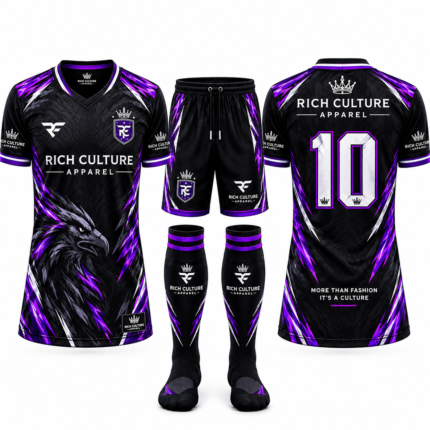 Custom Black & Purple Eagle Design Football Uniform Set